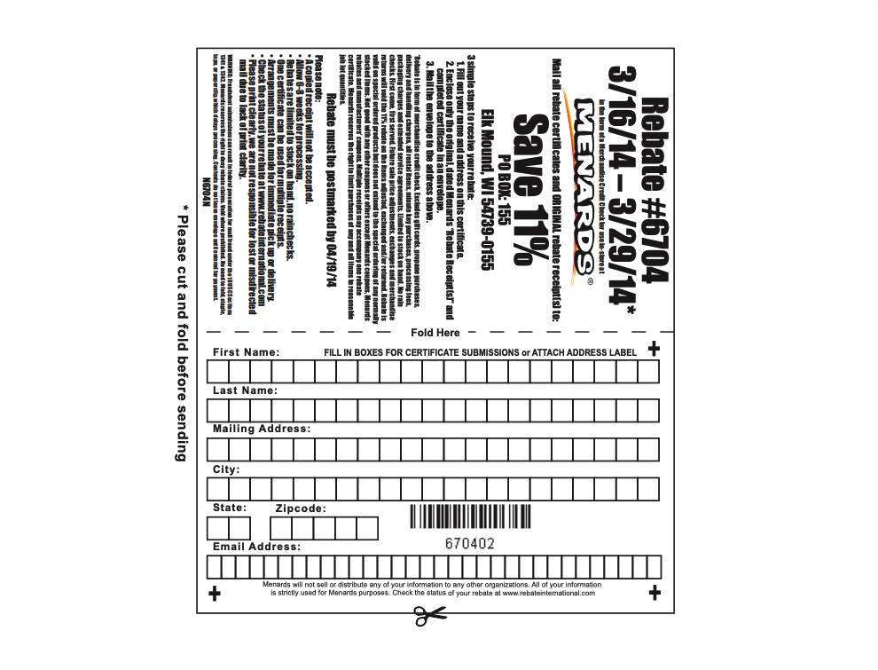 Menards Printable Rebate Form 2023