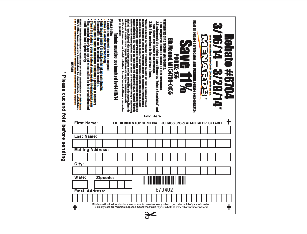 Download Blank Menards Rebate Form Printable 2023 MenardsRebateForms